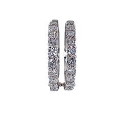 Round 1.10ctw Natural Diamonds 22mm Estate 14k White Gold Hoop Earrings