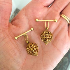 Antique Cannetille and Filigree 14 Karat Gold Openwork Cufflinks