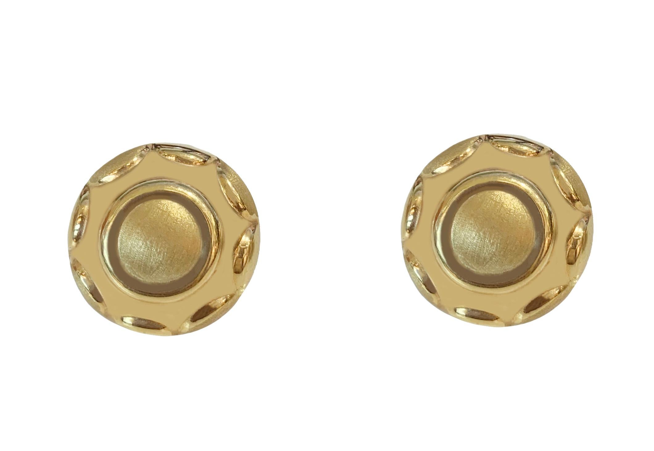 Runde Ohrringe aus 14 Karat Gelbgold im Zustand „Neu“ im Angebot in New York, NY