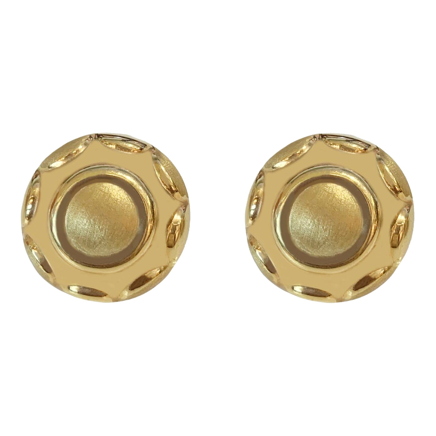 Pendientes redondos de oro amarillo de 14k