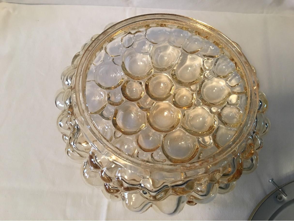 Round 1960s Bubble Amber Glass Flush Mount Helena Tynell Style from Germany For Sale 4