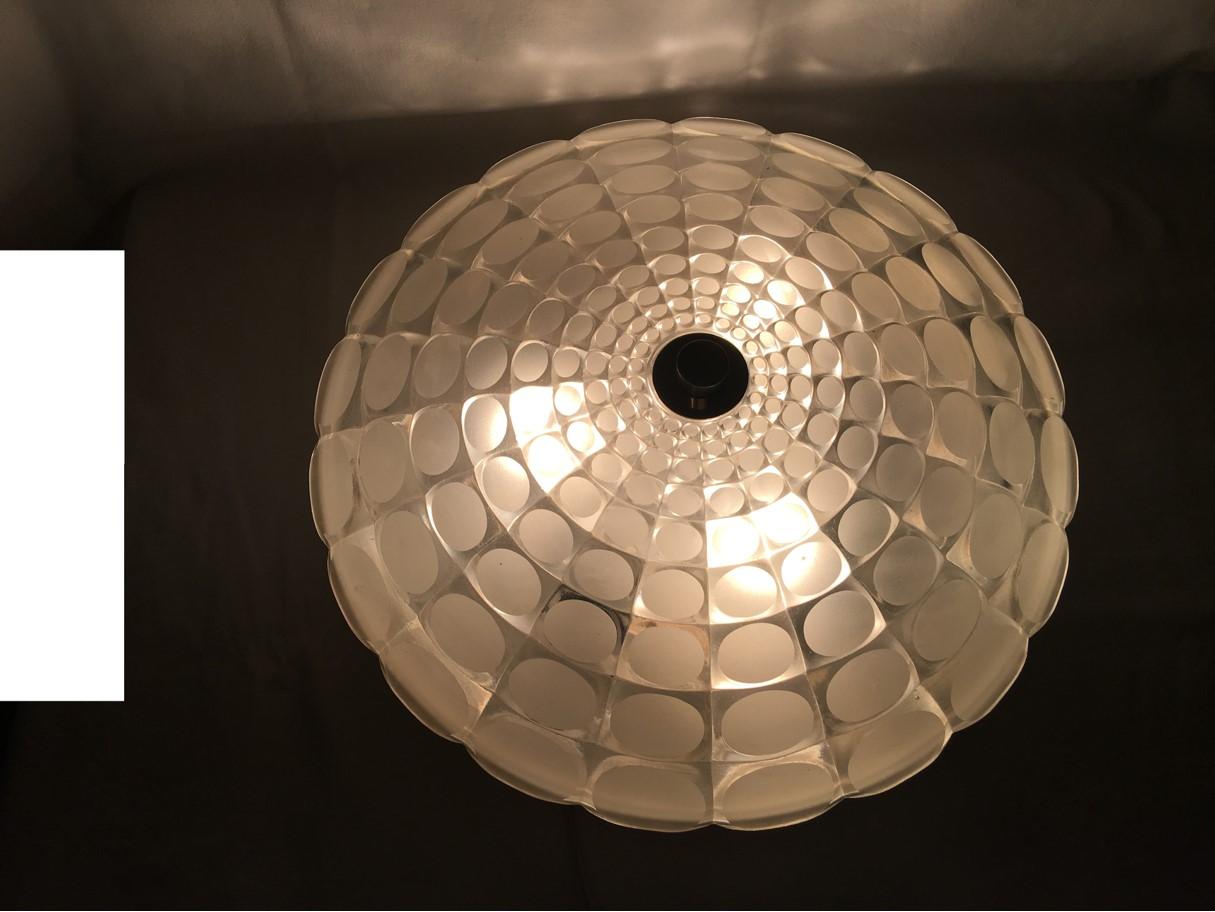 Round 1960s Glass Flushmount Chandelier, Germany, 1960s In Good Condition For Sale In Frisco, TX