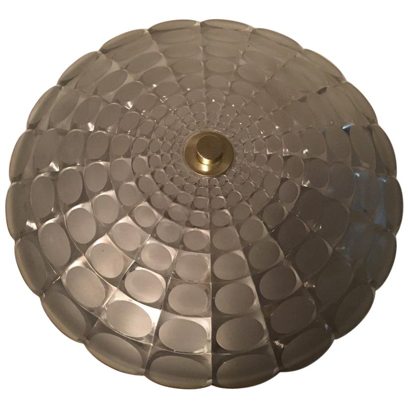 Round 1960s Glass Flushmount Chandelier, Germany, 1960s For Sale