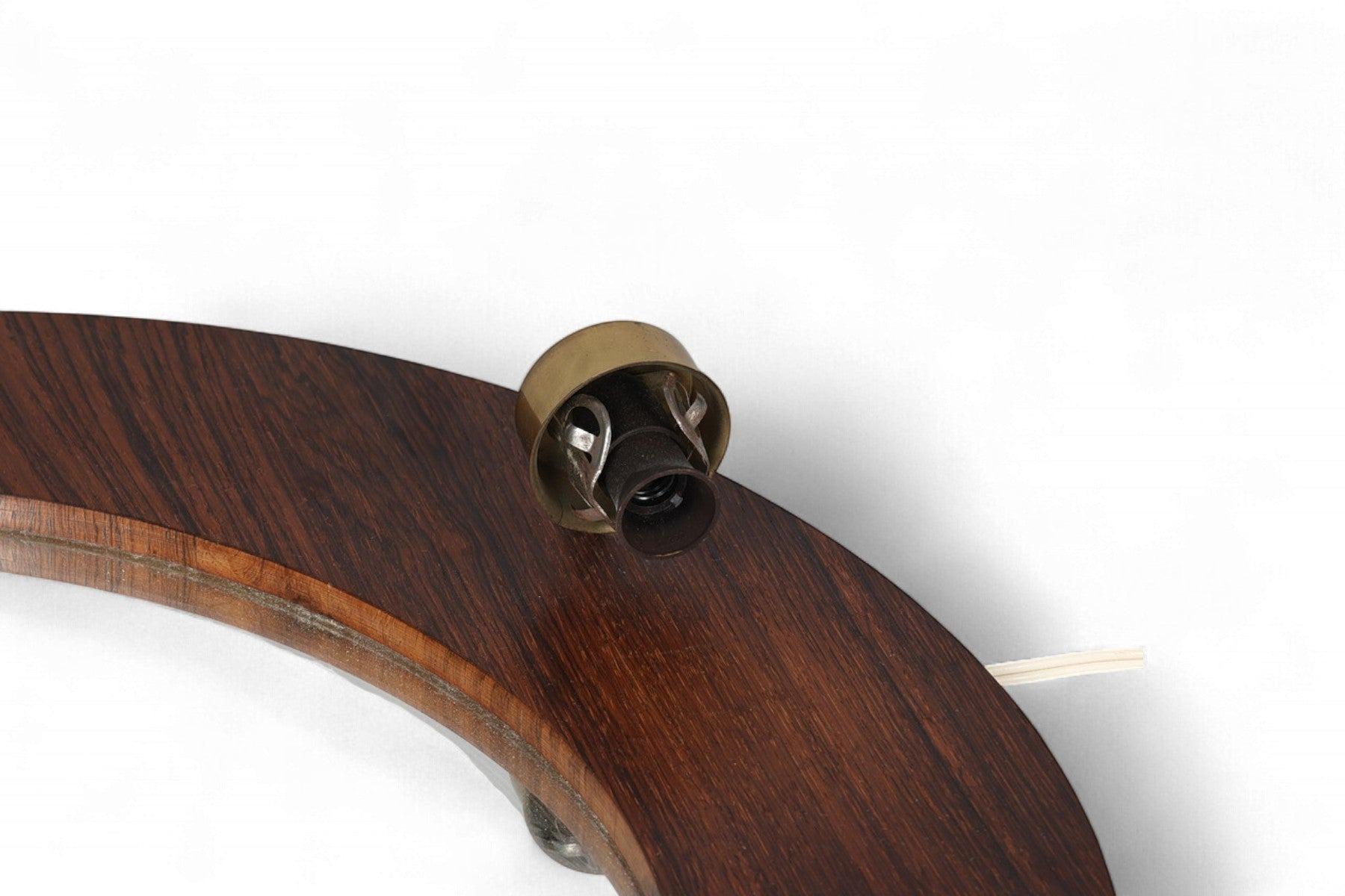 XX secolo Specchio da parete rotondo in palissandro danese vintage del 1960 + applique in vendita