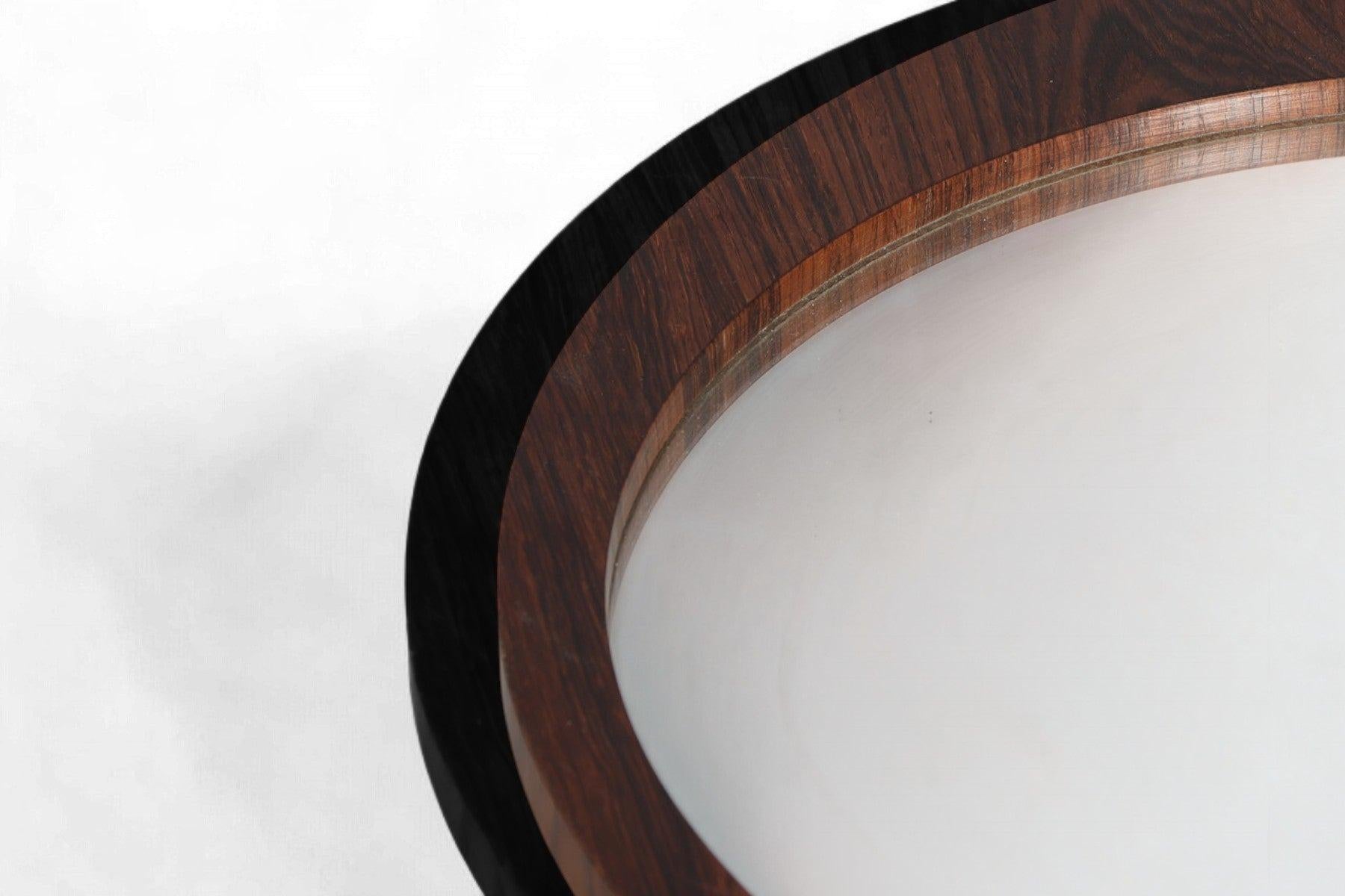 Palissandro Specchio da parete rotondo in palissandro danese vintage del 1960 + applique in vendita