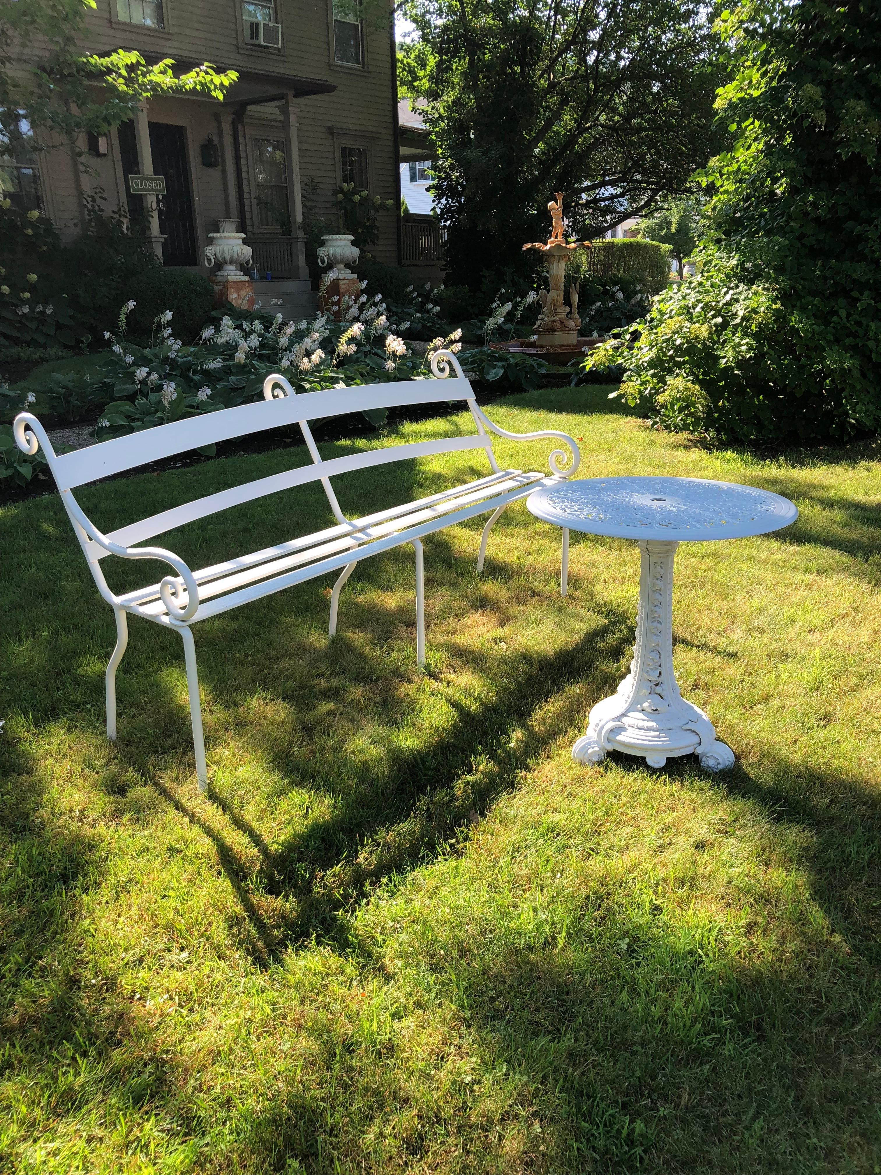 19th Century Round 19th C Coalbrookdale Cast Iron Table Base with Replaced Aluminum Top