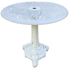 Round 19th C Coalbrookdale Cast Iron Table Base with Replaced Aluminum Top
