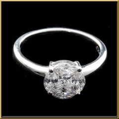 Round 2 Carat Illusion Bridal Solitaire Ring in 18 Karat Gold