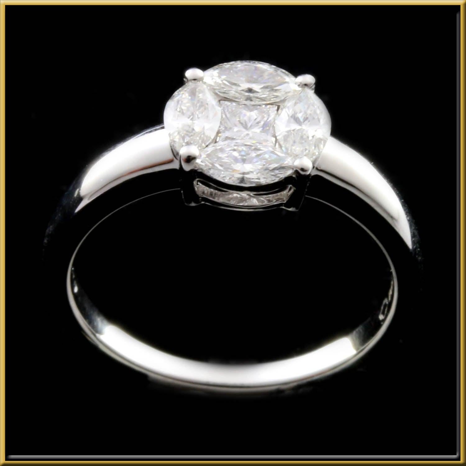 For Sale:  Round 2 Carat Illusion Bridal Solitaire Ring in 18 Karat Gold 4