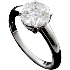 Round 2 Carat Illusion Bridal Solitaire Ring in 18 Karat Gold