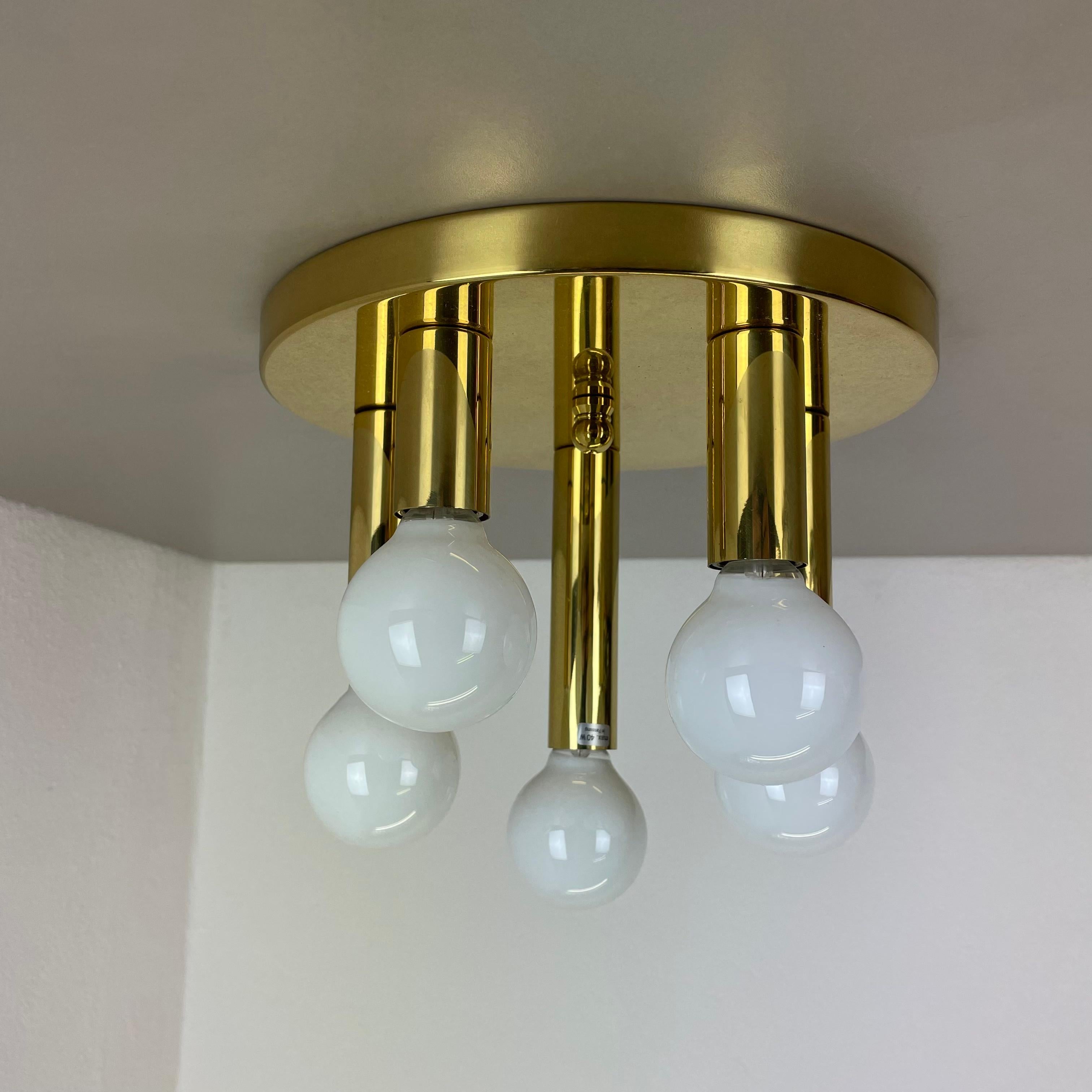 Round Brass Sciolari Style Wall Ceiling Light Sölken Leuchten, Germany, 1980 For Sale 11