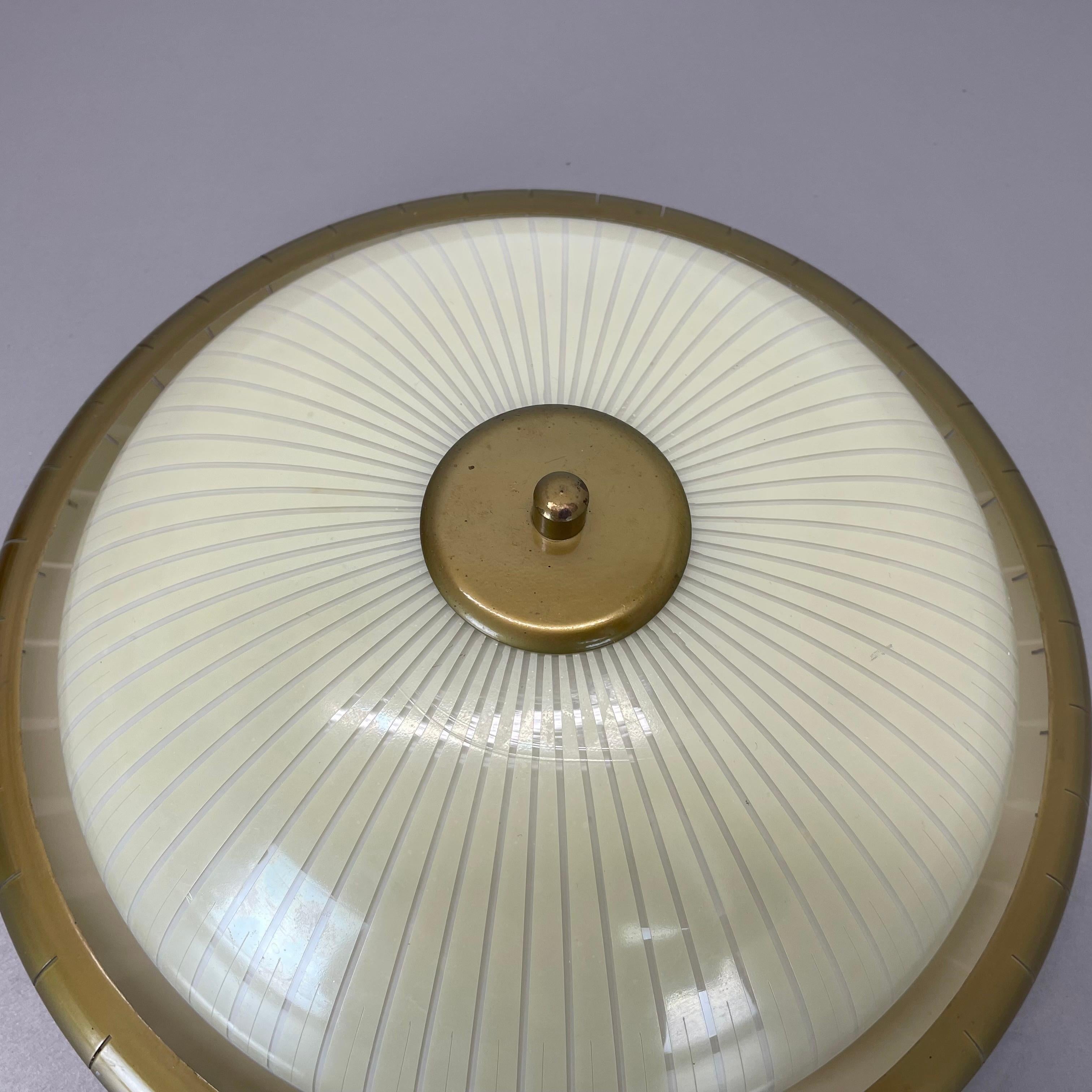 round 36cm metal Gino Sarfatti Style wall Ceiling Light Flushmount, Italy 1950s For Sale 3