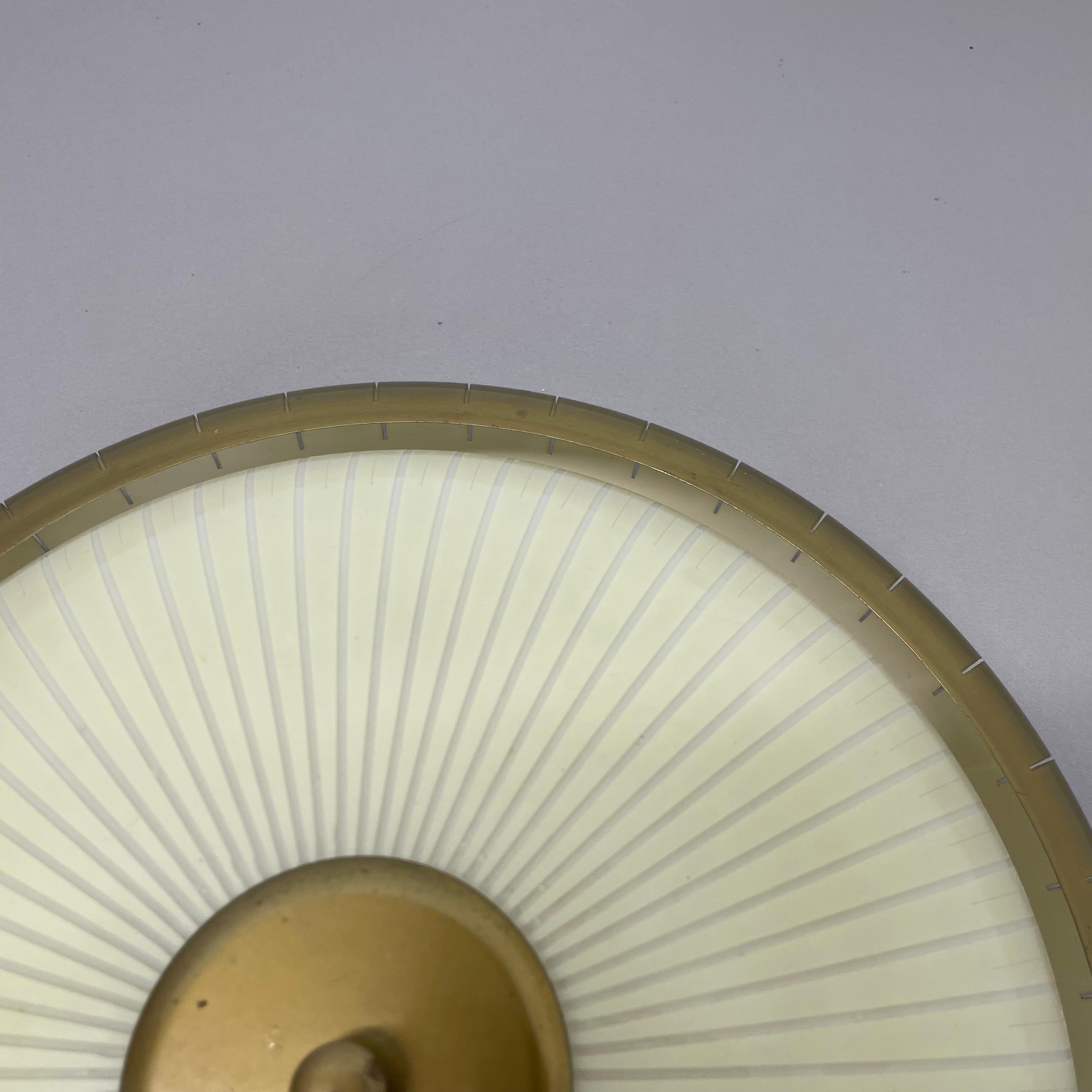 Metal round 36cm metal Gino Sarfatti Style wall Ceiling Light Flushmount, Italy 1950s For Sale
