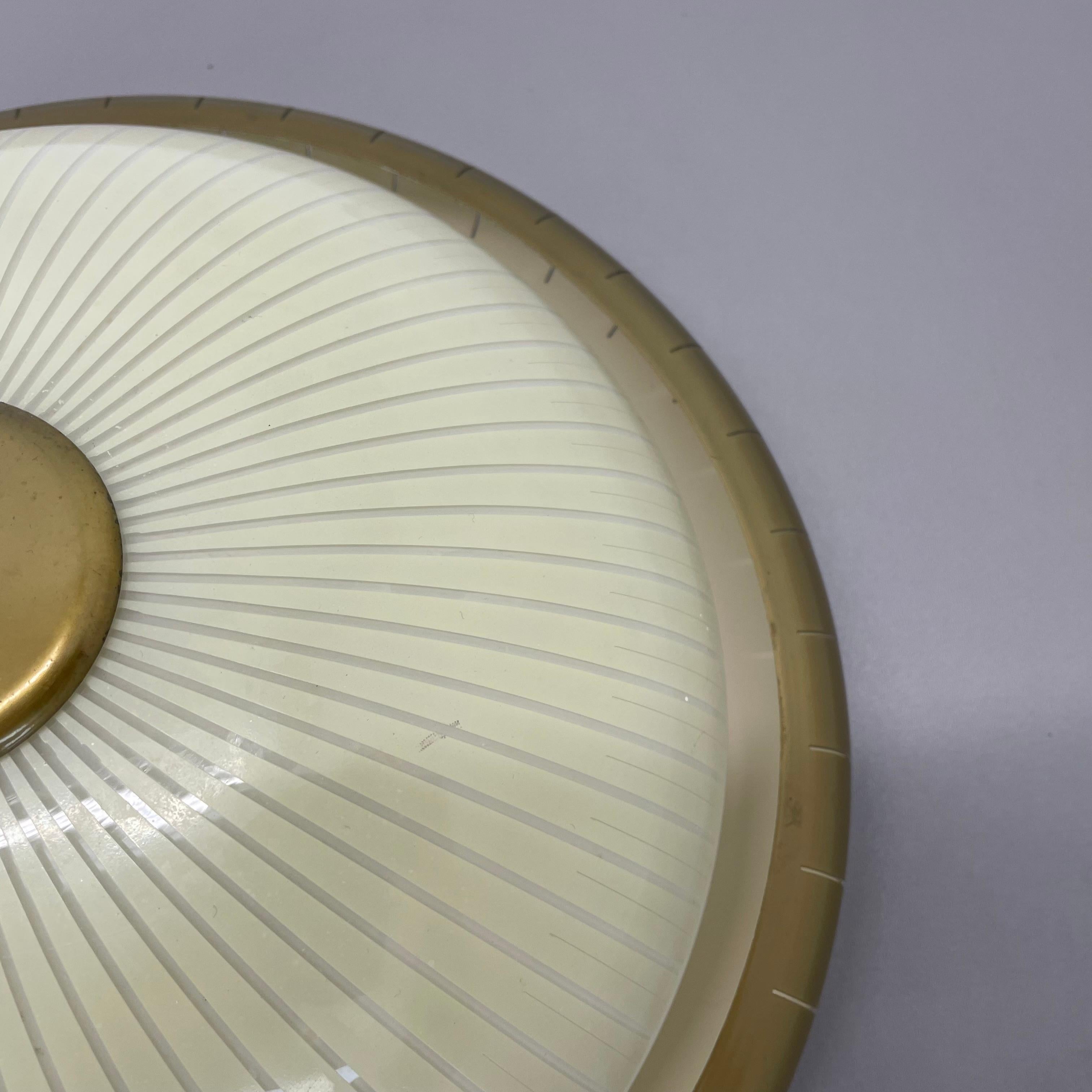 round 36cm metal Gino Sarfatti Style wall Ceiling Light Flushmount, Italy 1950s For Sale 1