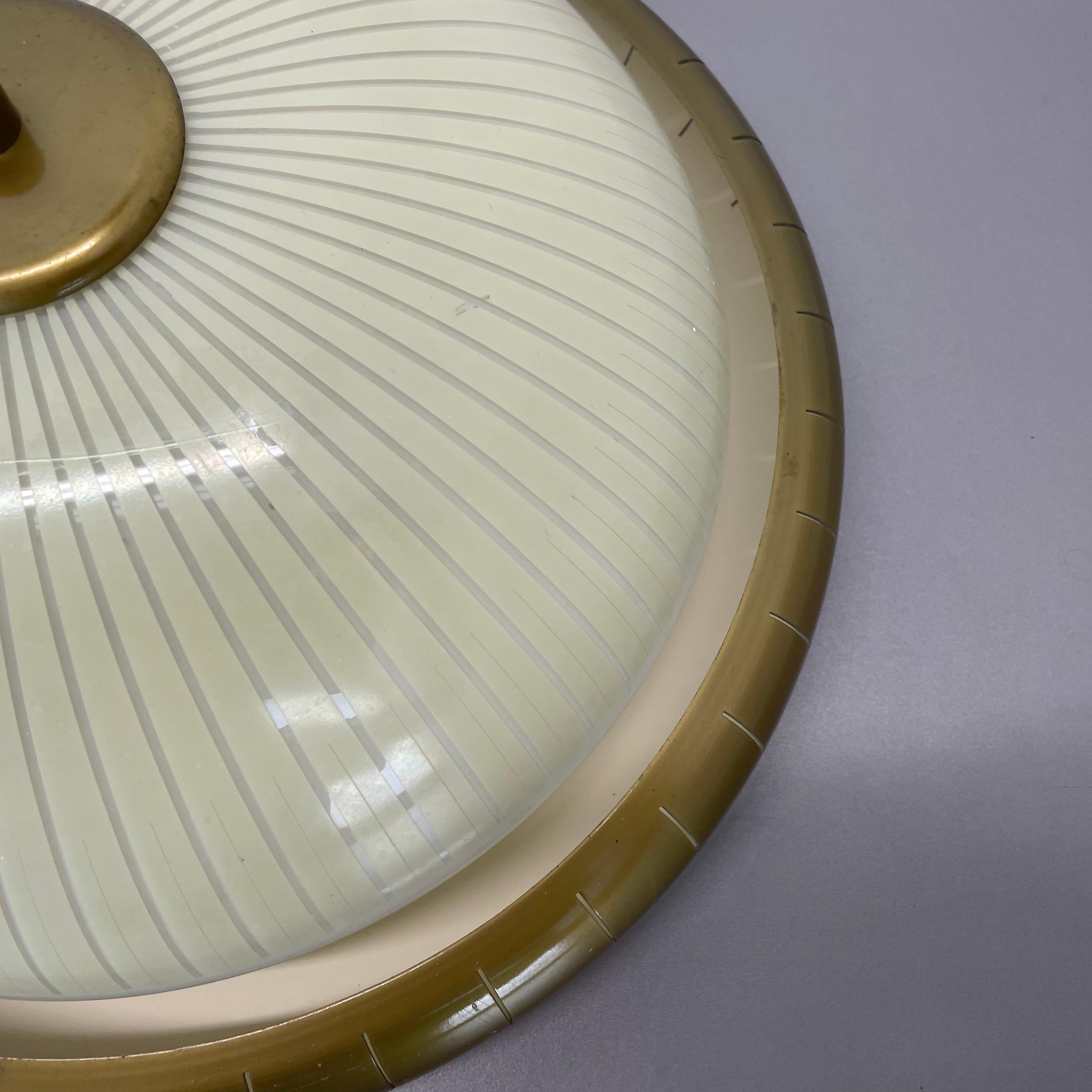 round 36cm metal Gino Sarfatti Style wall Ceiling Light Flushmount, Italy 1950s For Sale 2