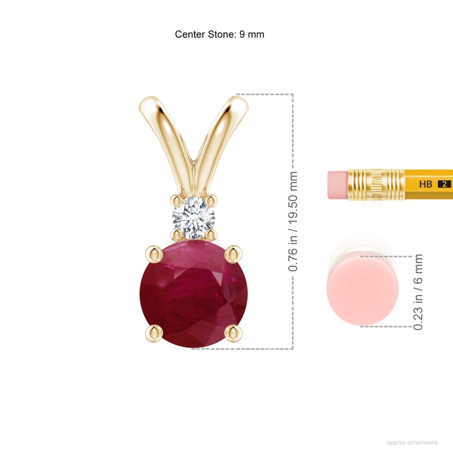 Moderne Pendentif solitaire en or jaune 14 carats avec diamants et rubis rond de 3,75 carats en vente