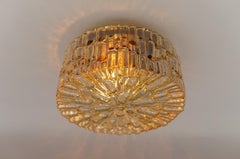 Round 3D Amber Glass Flush Mount Lamp, Germany 1960s