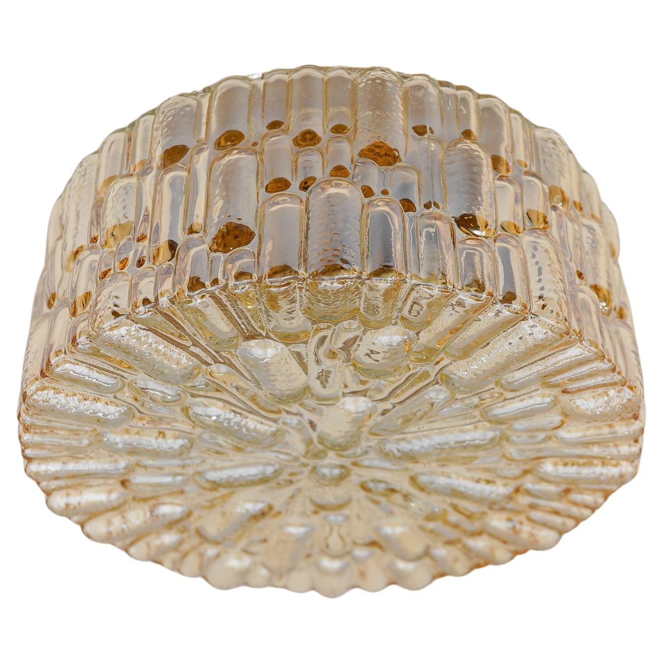 Lampada da incasso rotonda in vetro ambrato 3D, Germania, anni '60
