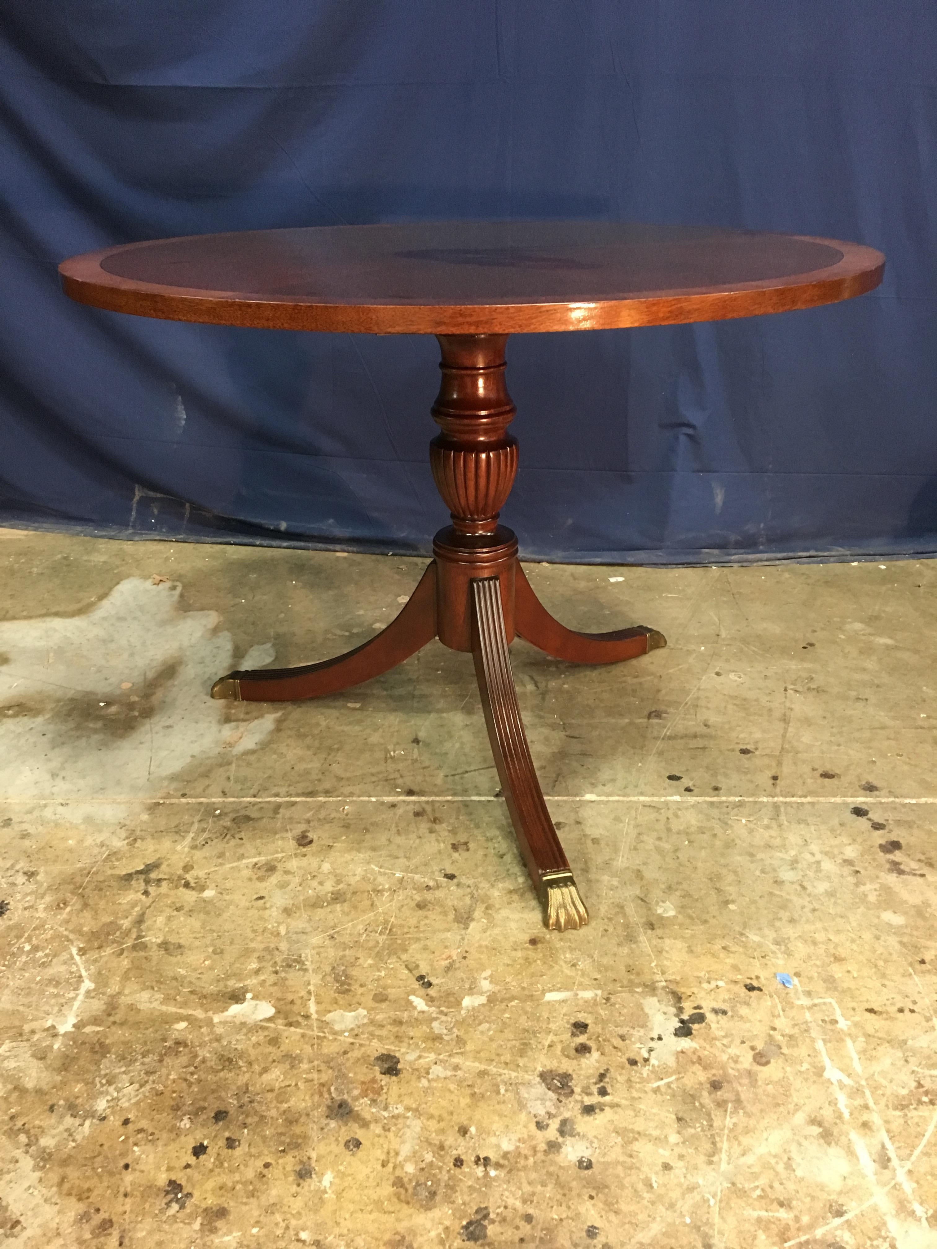 Contemporary Round Mahogany Georgian Style Accent Foyer Table by Leighton Hall