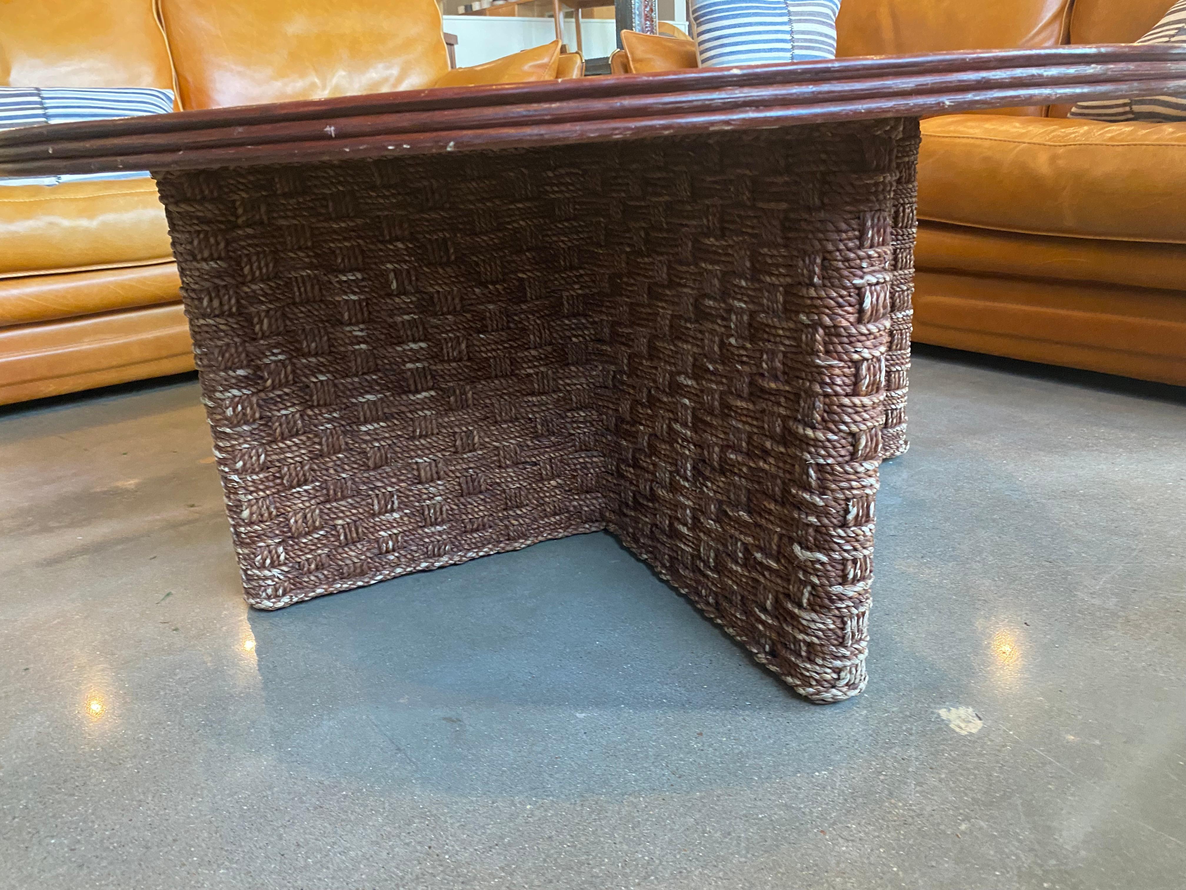 Round Cocktail Table with Woven Rope France, 1960's In Good Condition In Austin, TX