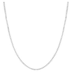 Collier de tennis à 5 pointes rondes et 4 ct de diamants  Or blanc 14 carats, unisexe, 16".