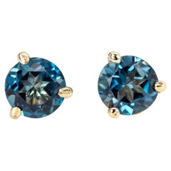 Round 5mm - London Blue Topaz Solitaire Martini Studs in 14K Solid Gold
