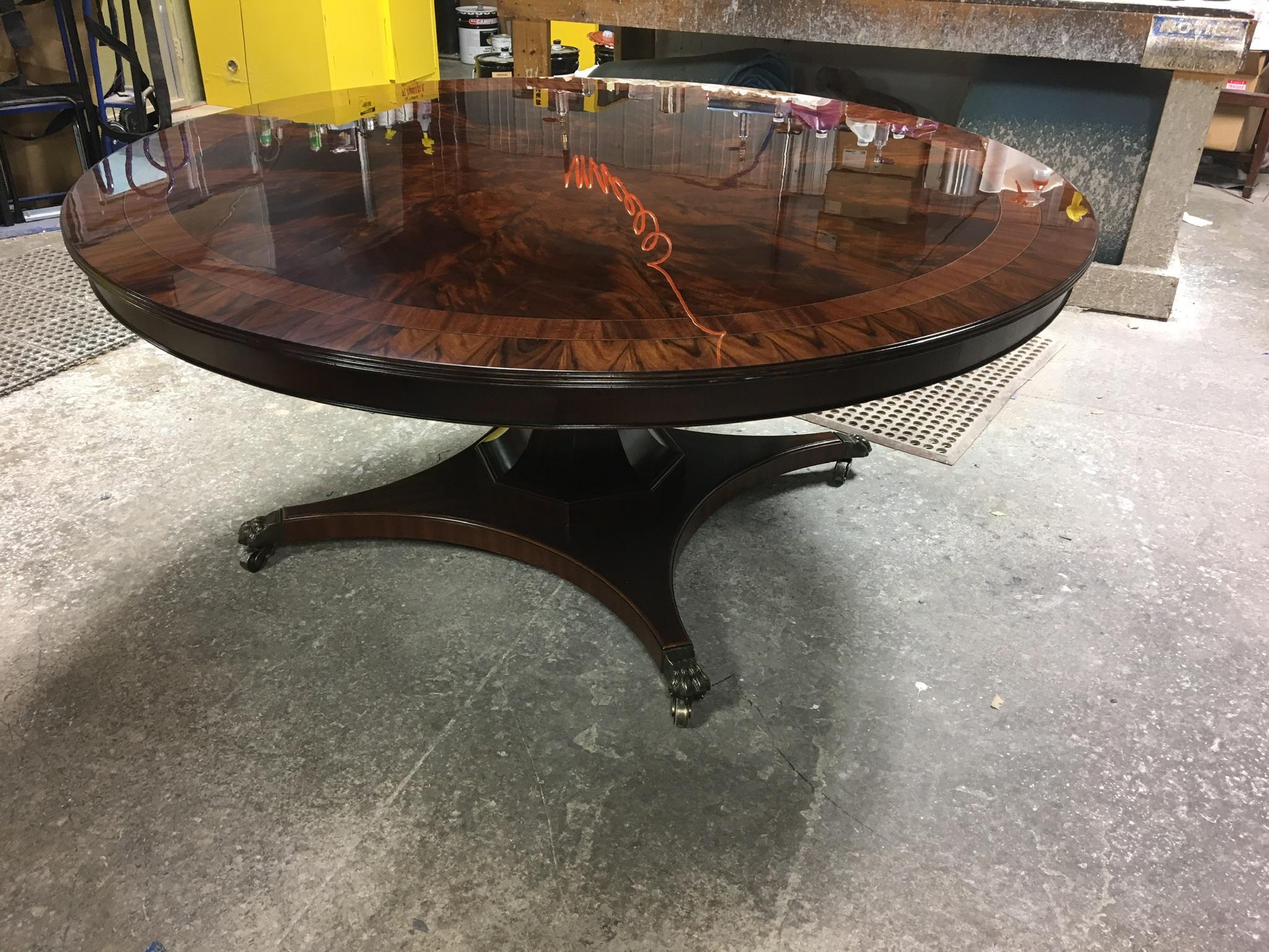 Contemporary Round 6 Ft. Mahogany Transitional Regency Style Dining Table by Leighton Hall