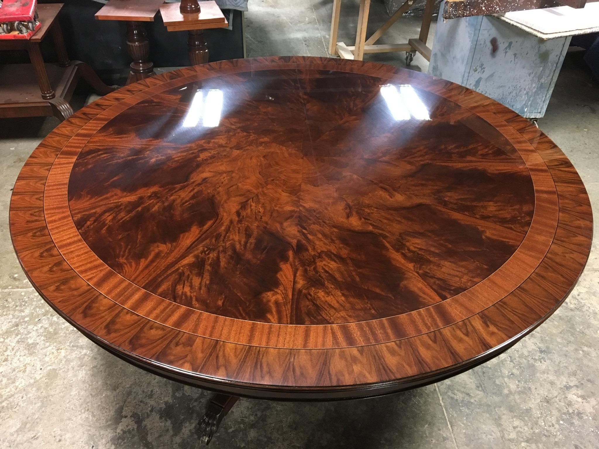 Round 6 Ft. Mahogany Transitional Regency Style Dining Table by Leighton Hall 2