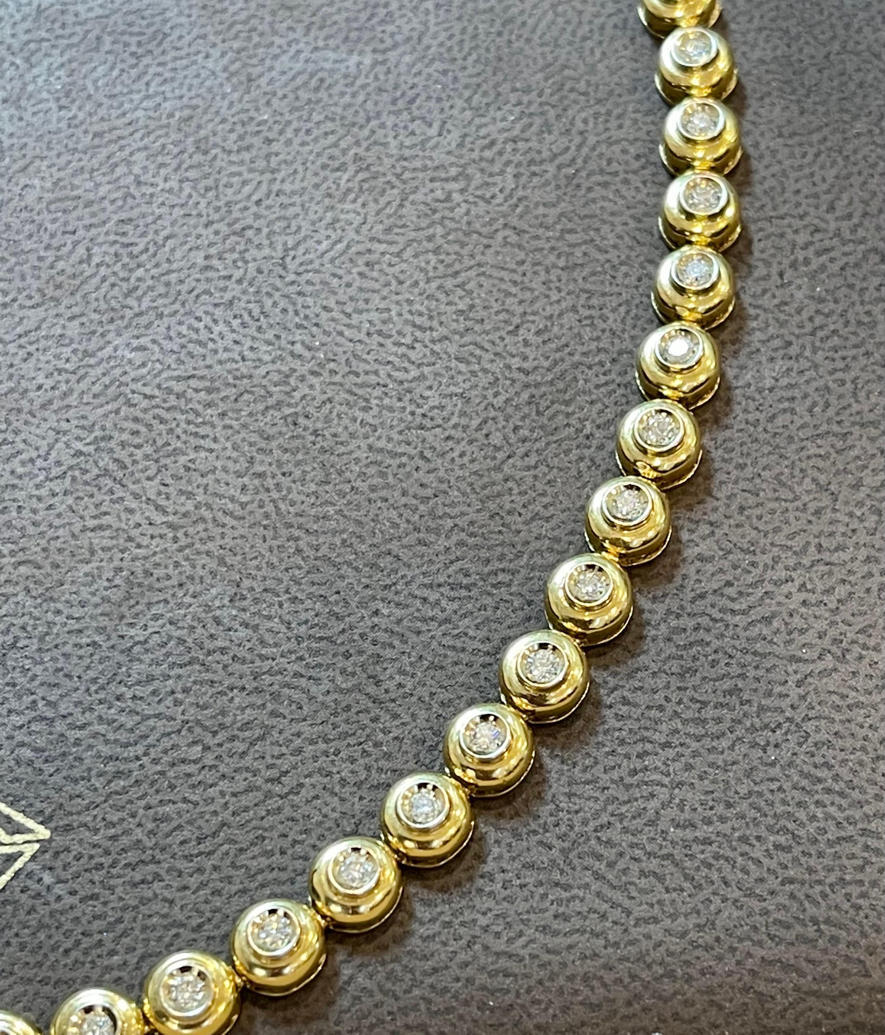 Round 6 Pointer, 4.5Ct Diamond Tennis Necklace 18Karat Yellow Gold 52 Gm, Unisex 7