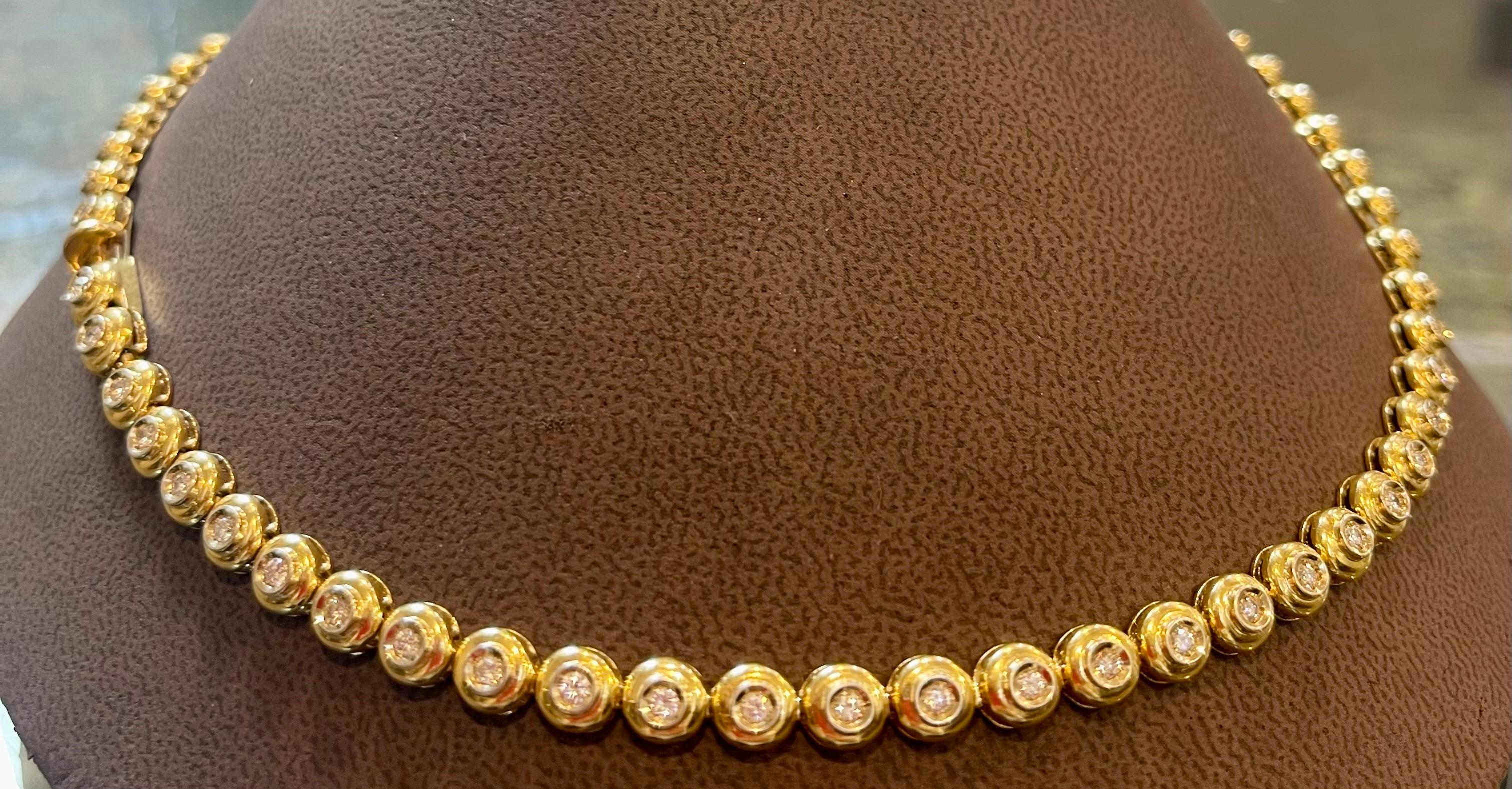 Round 6 Pointer, 4.5Ct Diamond Tennis Necklace 18Karat Yellow Gold 52 Gm, Unisex 8