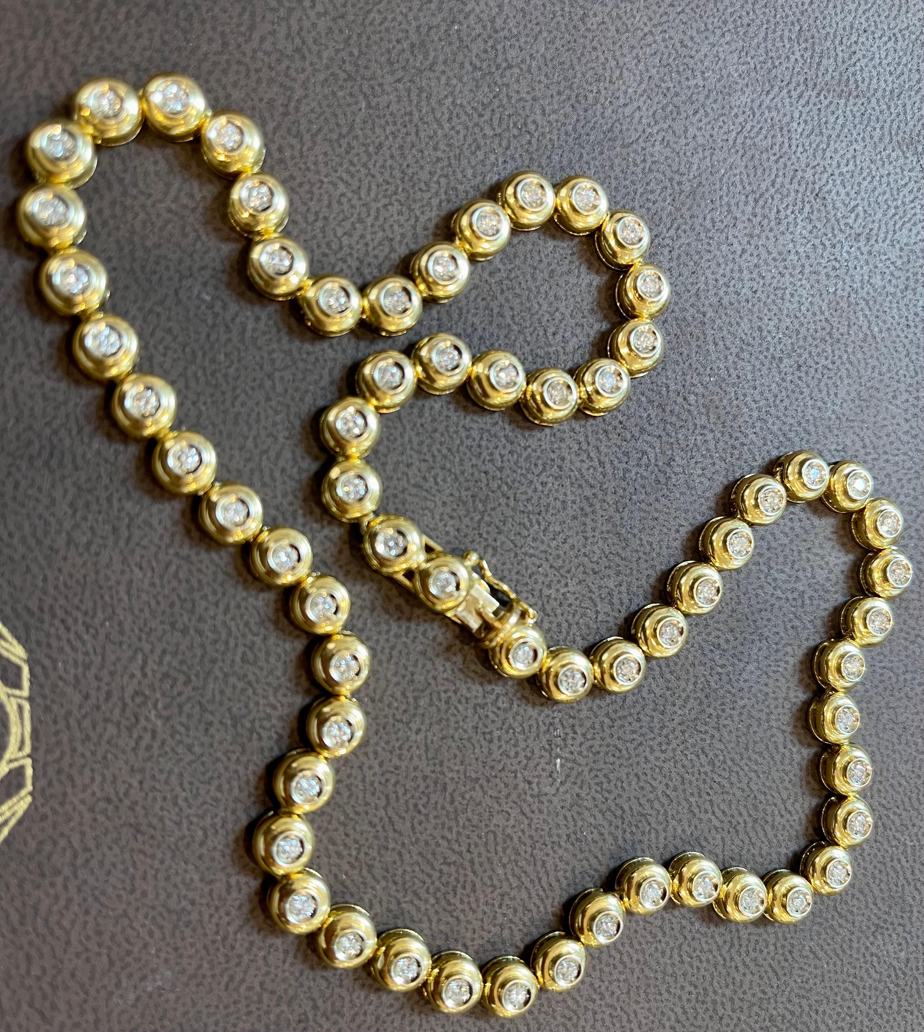 Round 6 Pointer, 4.5Ct Diamond Tennis Necklace 18Karat Yellow Gold 52 Gm, Unisex 10