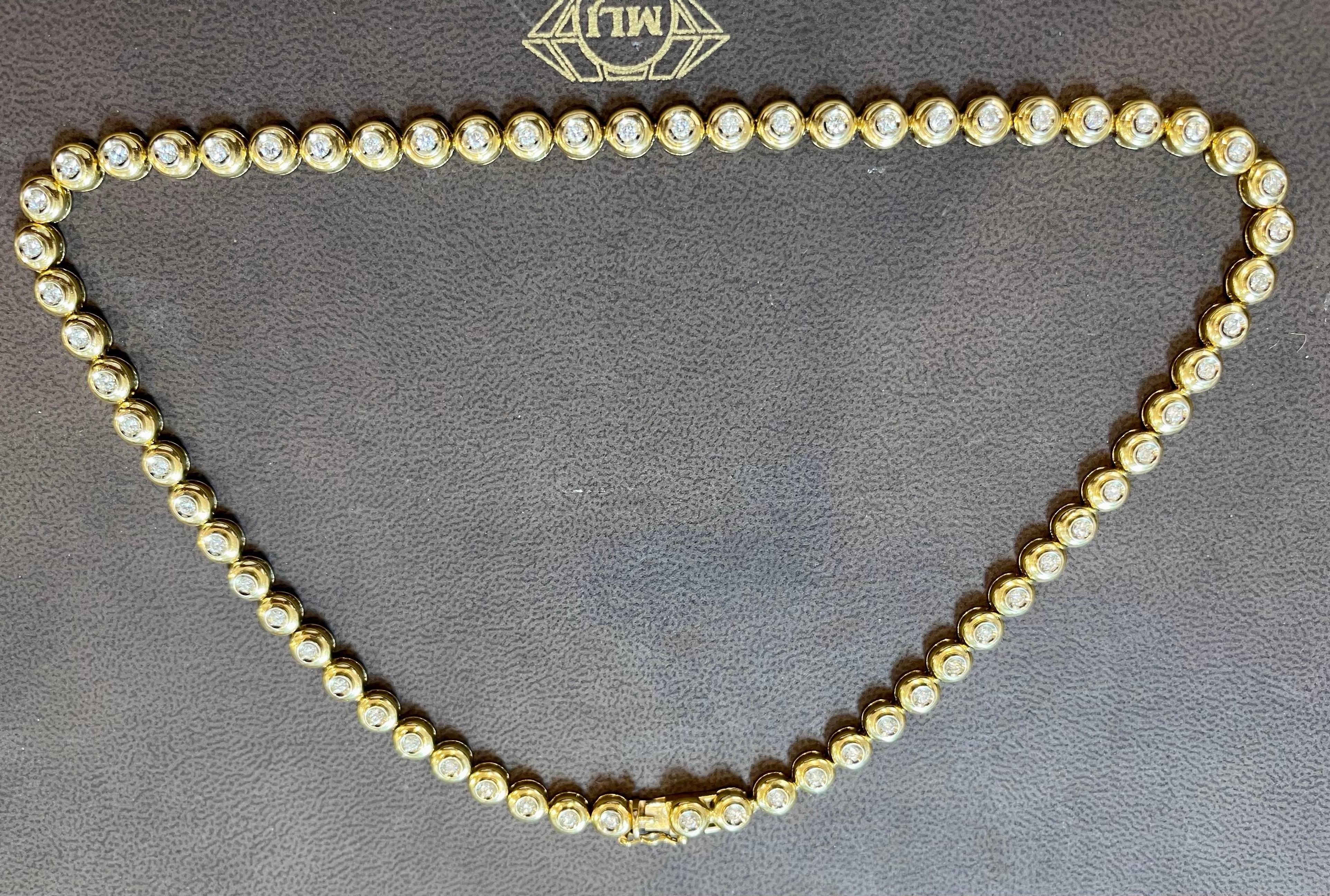 Round 6 Pointer, 4.5Ct Diamond Tennis Necklace 18Karat Yellow Gold 52 Gm, Unisex 11