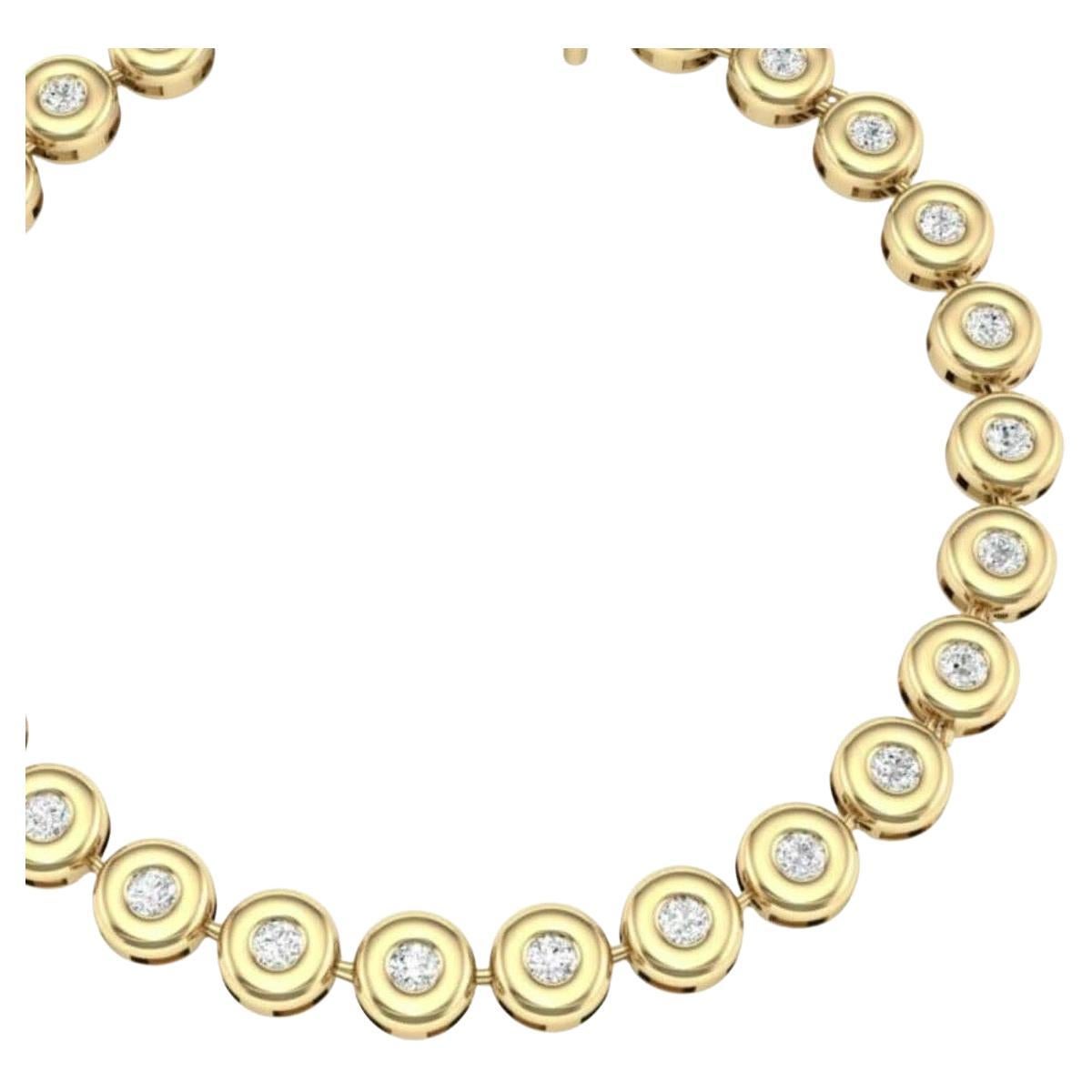 Round 6 Pointer, 4.5Ct Diamond Tennis Necklace 18Karat Yellow Gold 52 Gm, Unisex, 17 Inch long 
each diamond is set in a gold bezel
Simple. Sexy. Timeless. A diamond tennis necklace is the ultimate must-have for every jewelry collection. Similar to