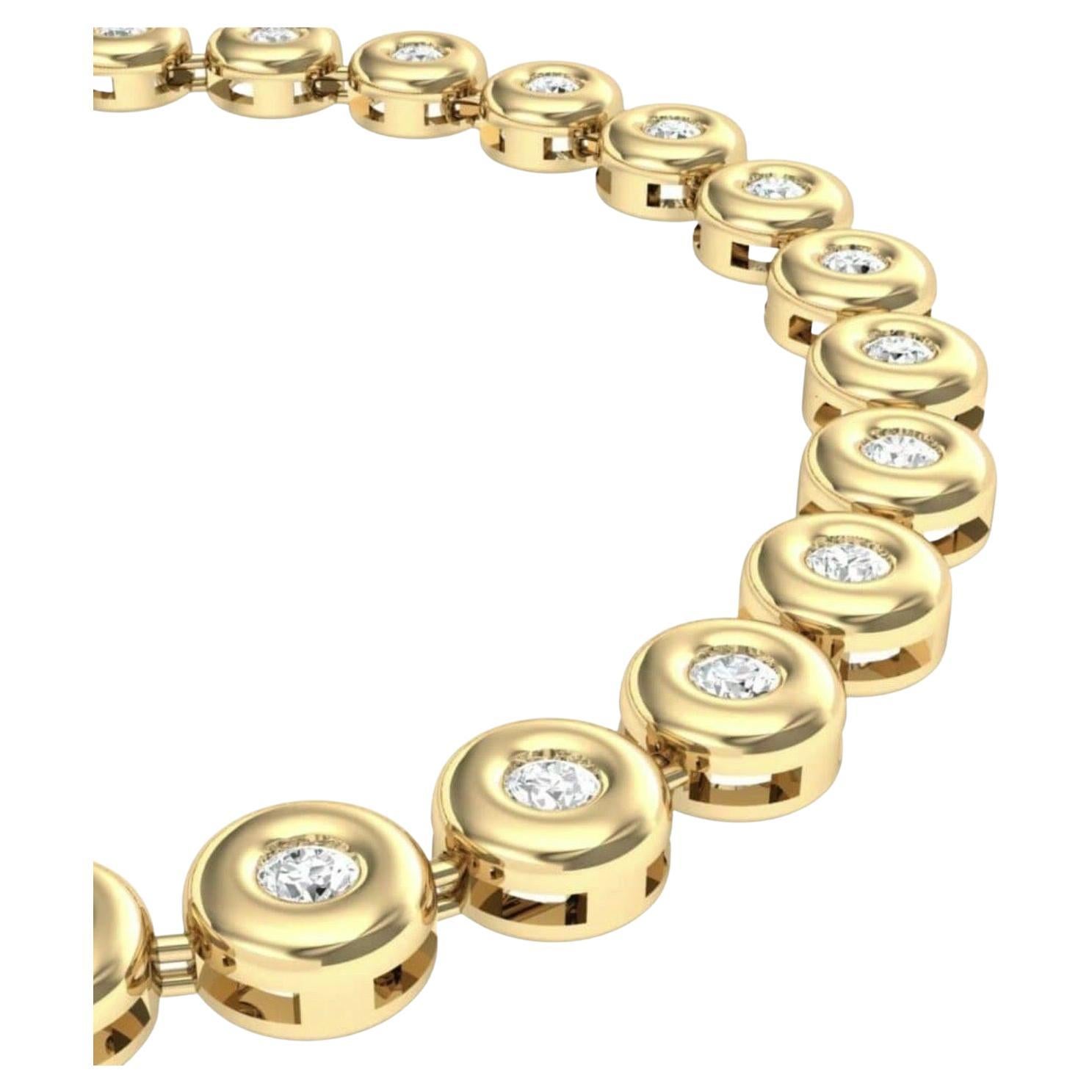 Brilliant Cut Round 6 Pointer, 4.5Ct Diamond Tennis Necklace 18Karat Yellow Gold 52 Gm, Unisex