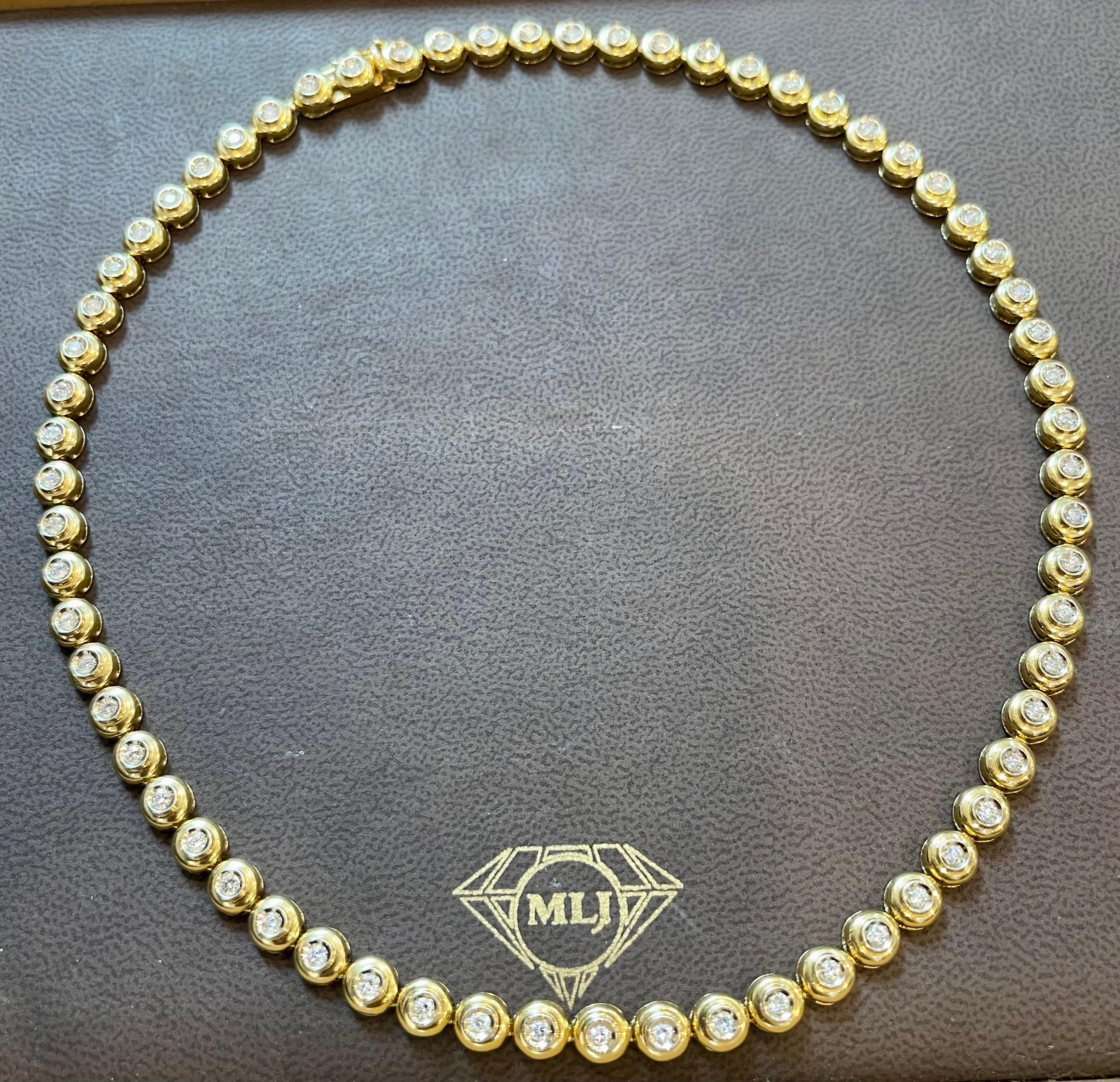 Round 6 Pointer, 4.5Ct Diamond Tennis Necklace 18Karat Yellow Gold 52 Gm, Unisex 1