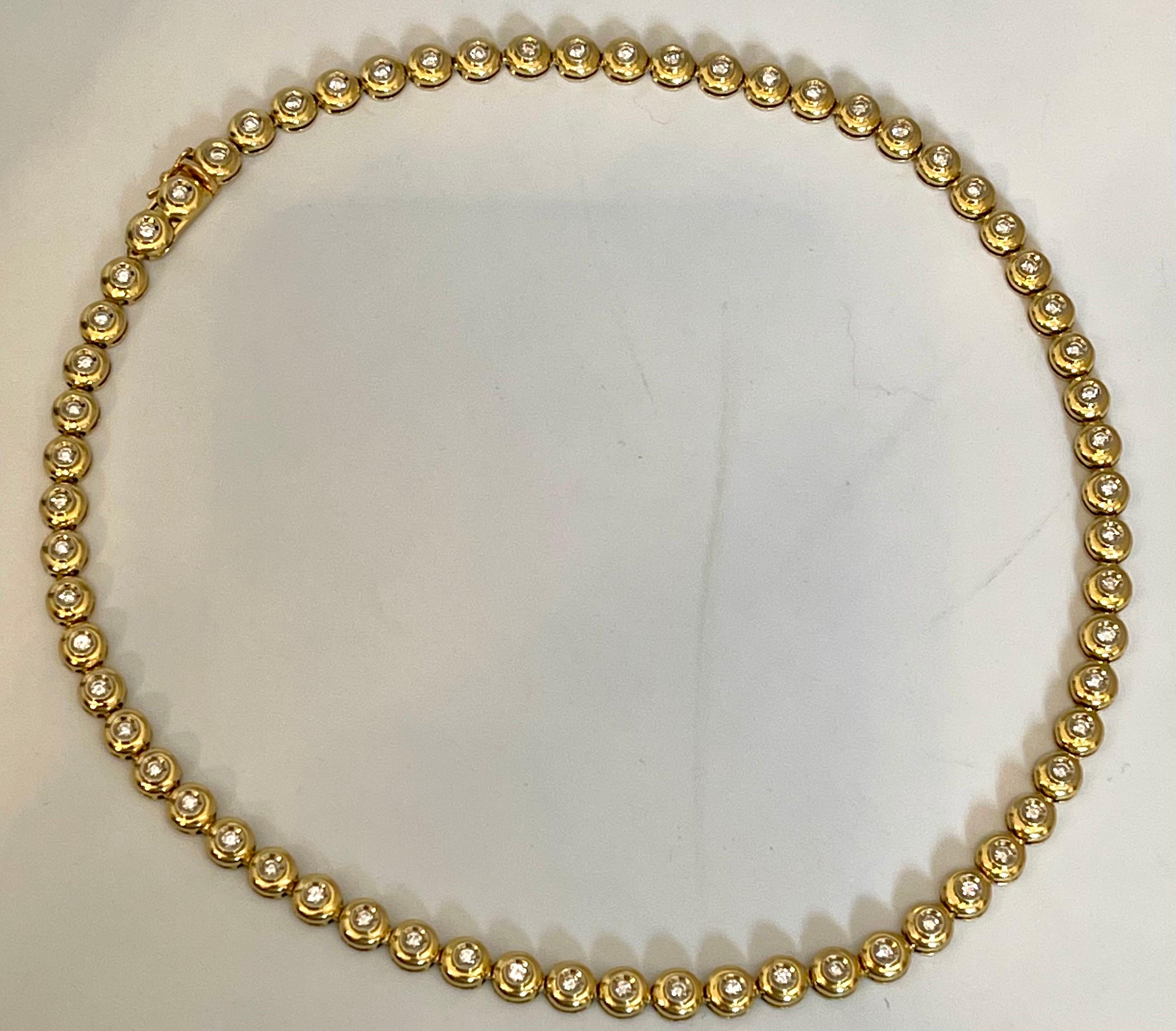 Round 6 Pointer, 4.5Ct Diamond Tennis Necklace 18Karat Yellow Gold 52 Gm, Unisex 5