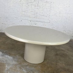 Round Postmodern Gray Lacquered Composite Dining Table Style Karl Springer