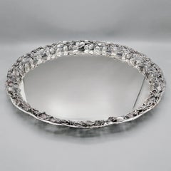 Round 800-fine silver tray with a blackberry border