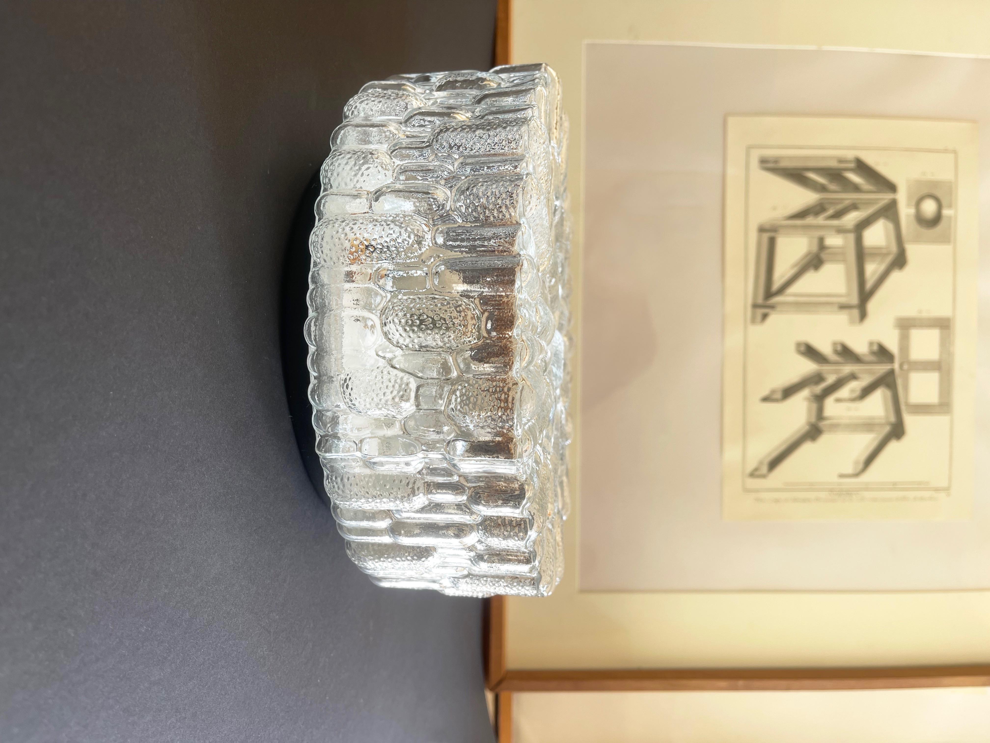 Round Abstract Reed Glass Flush Mount Lights, Set of 2, Eurolux, Germany 1970s For Sale 4