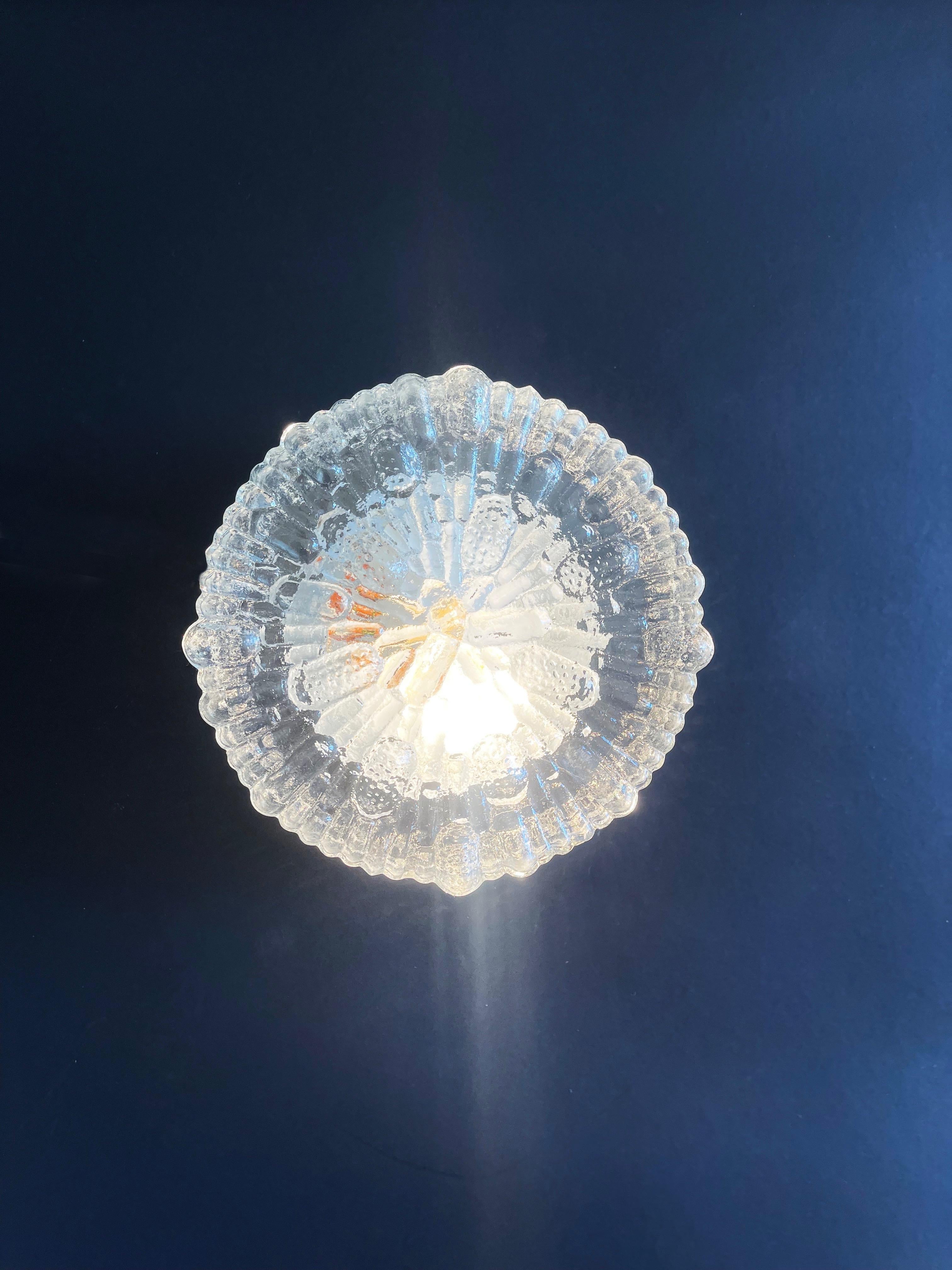 Round Abstract Reed Glass Flush Mount Lights, Set of 2, Eurolux, Germany 1970s For Sale 9