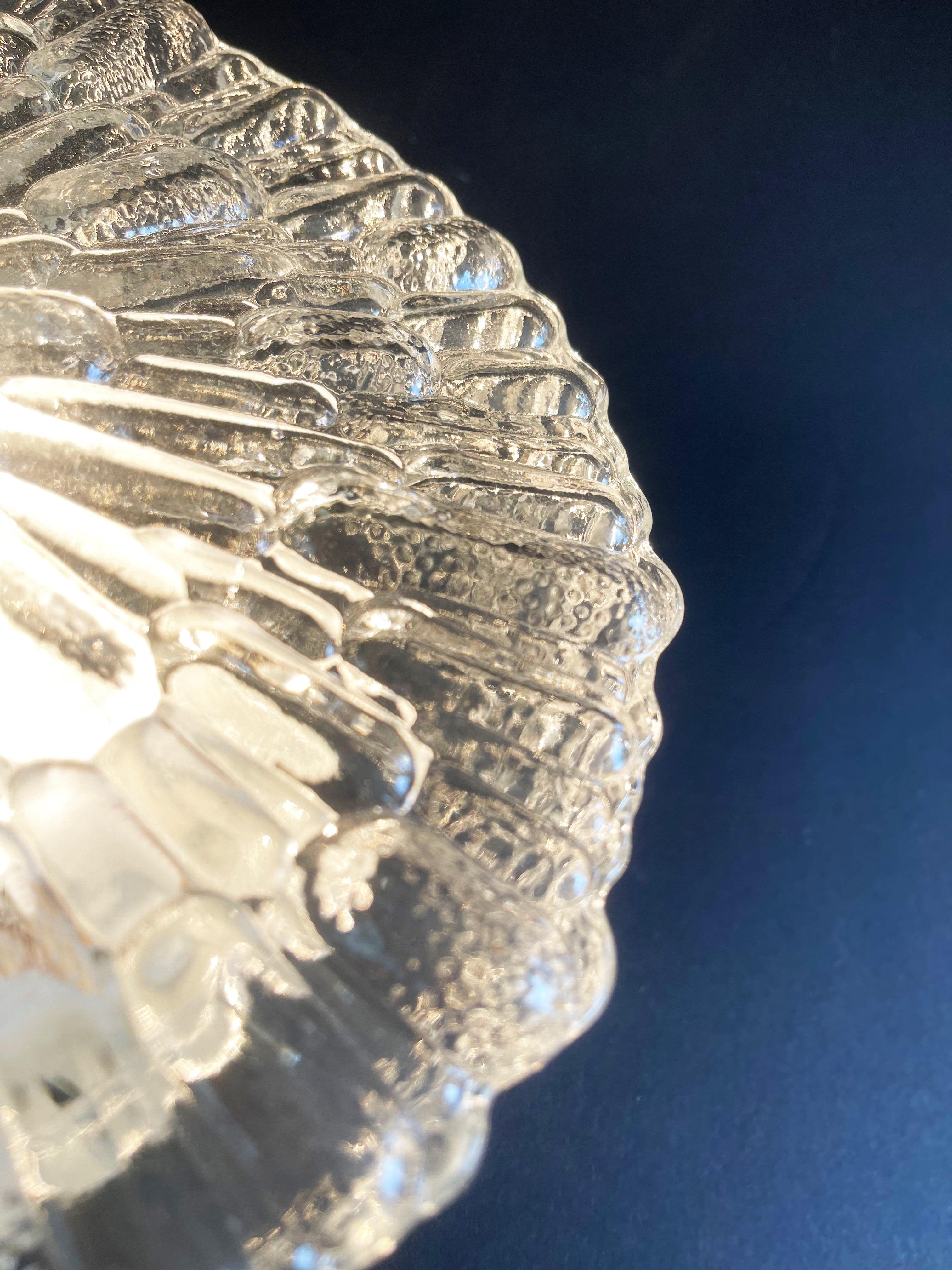 20th Century Round Abstract Reed Glass Flush Mount Lights, Set of 2, Eurolux, Germany 1970s For Sale