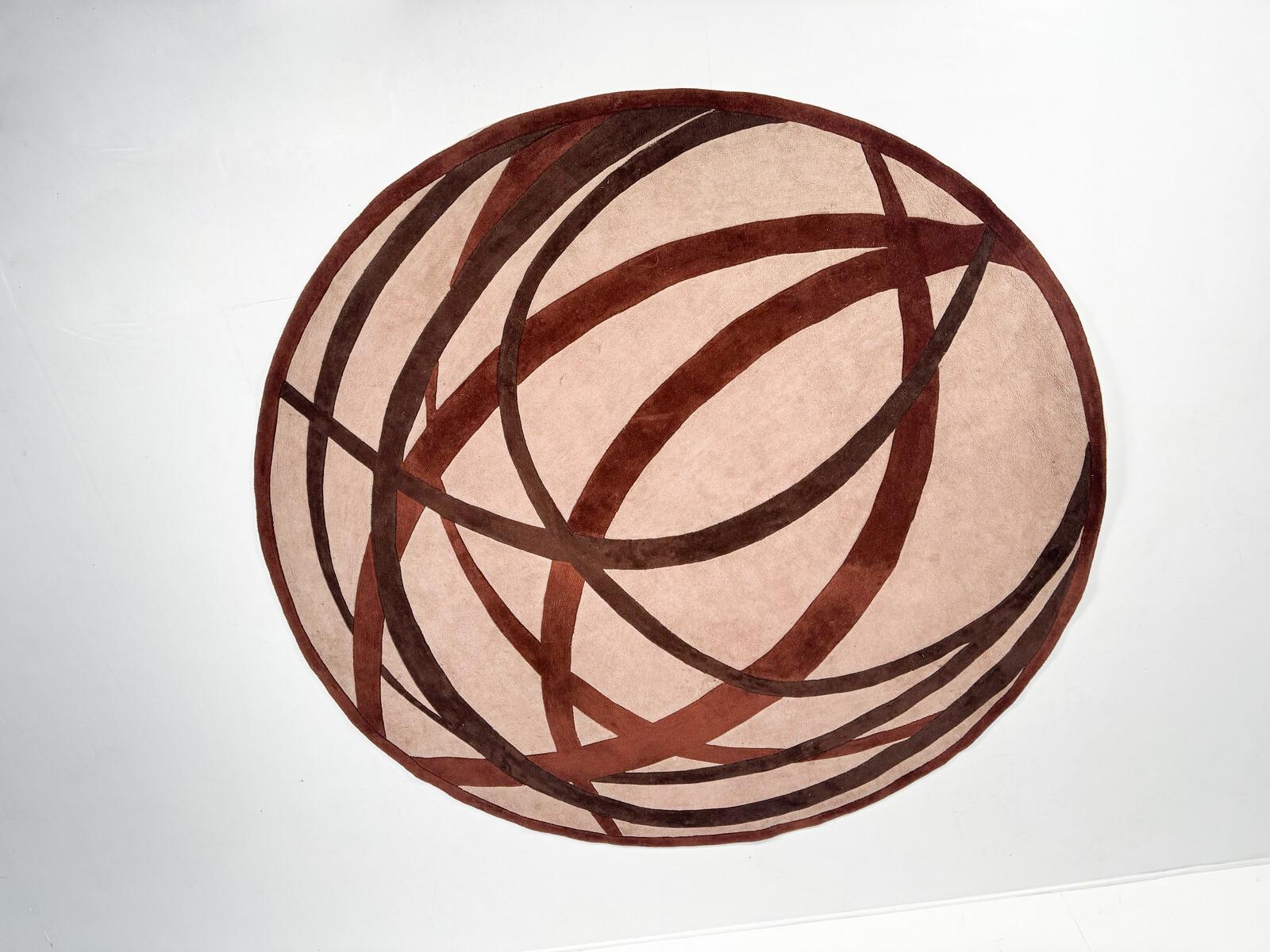 Round Abstract Rug, 1970s In Good Condition In Brussels, BE