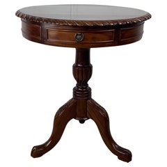 Round Accent Pedestal Table with Rope Edge Top and Drawer