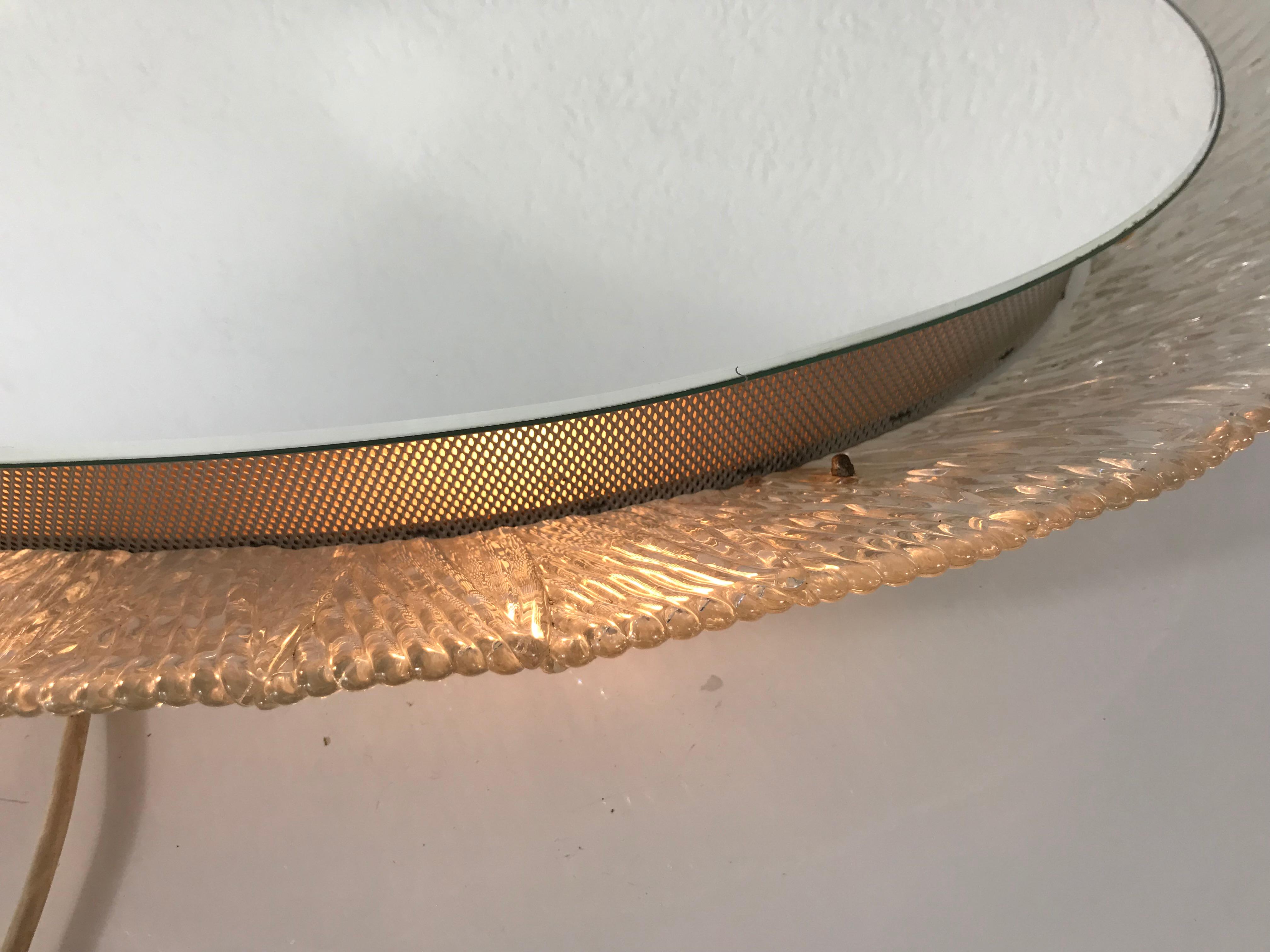 Mid-Century Modern Round Acrylic Illuminated Mirror from Hillebrand Lighting, 1970s For Sale