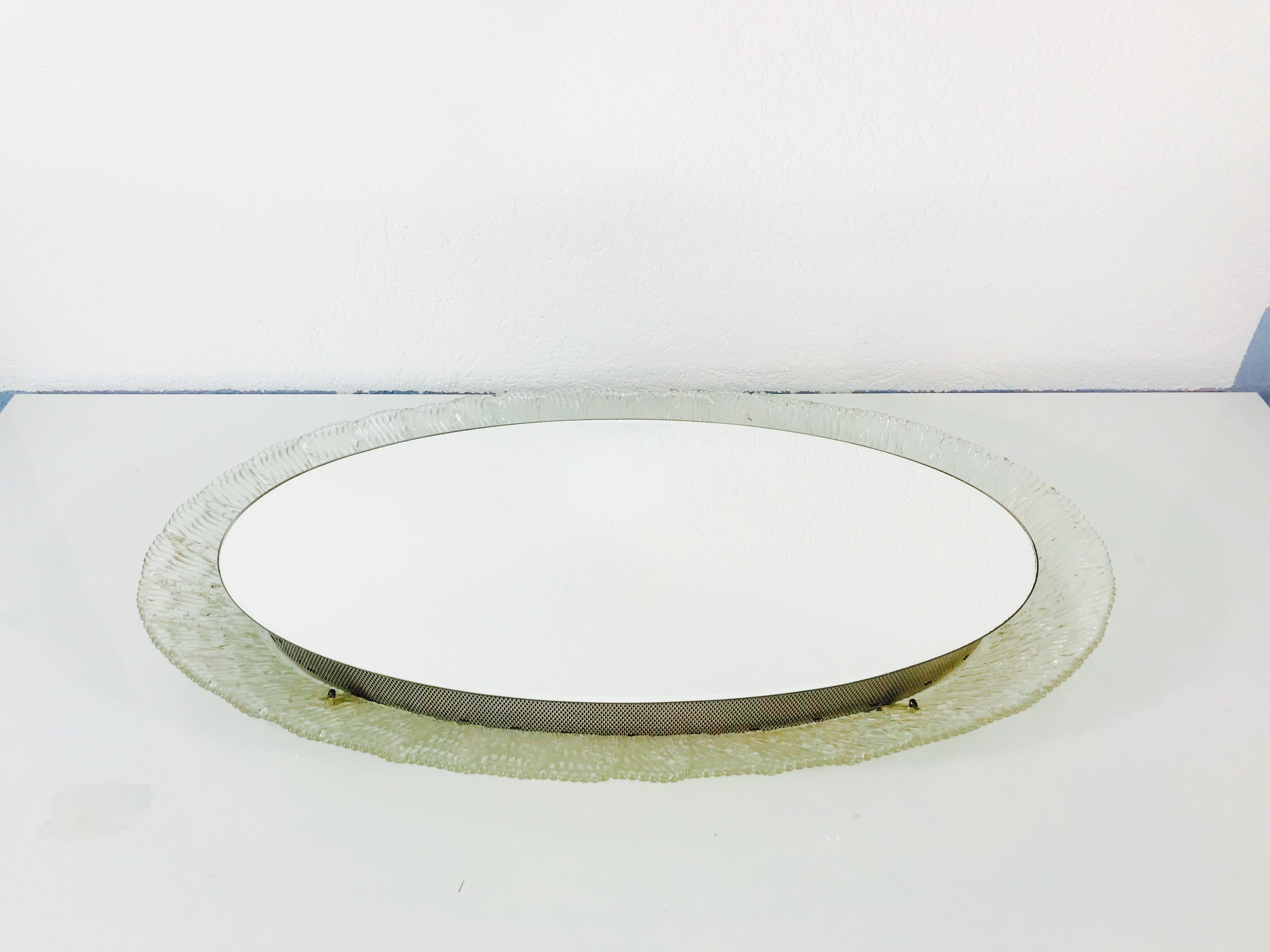 Late 20th Century Round Acrylic Illuminated Mirror from Hillebrand Lighting, 1970s For Sale
