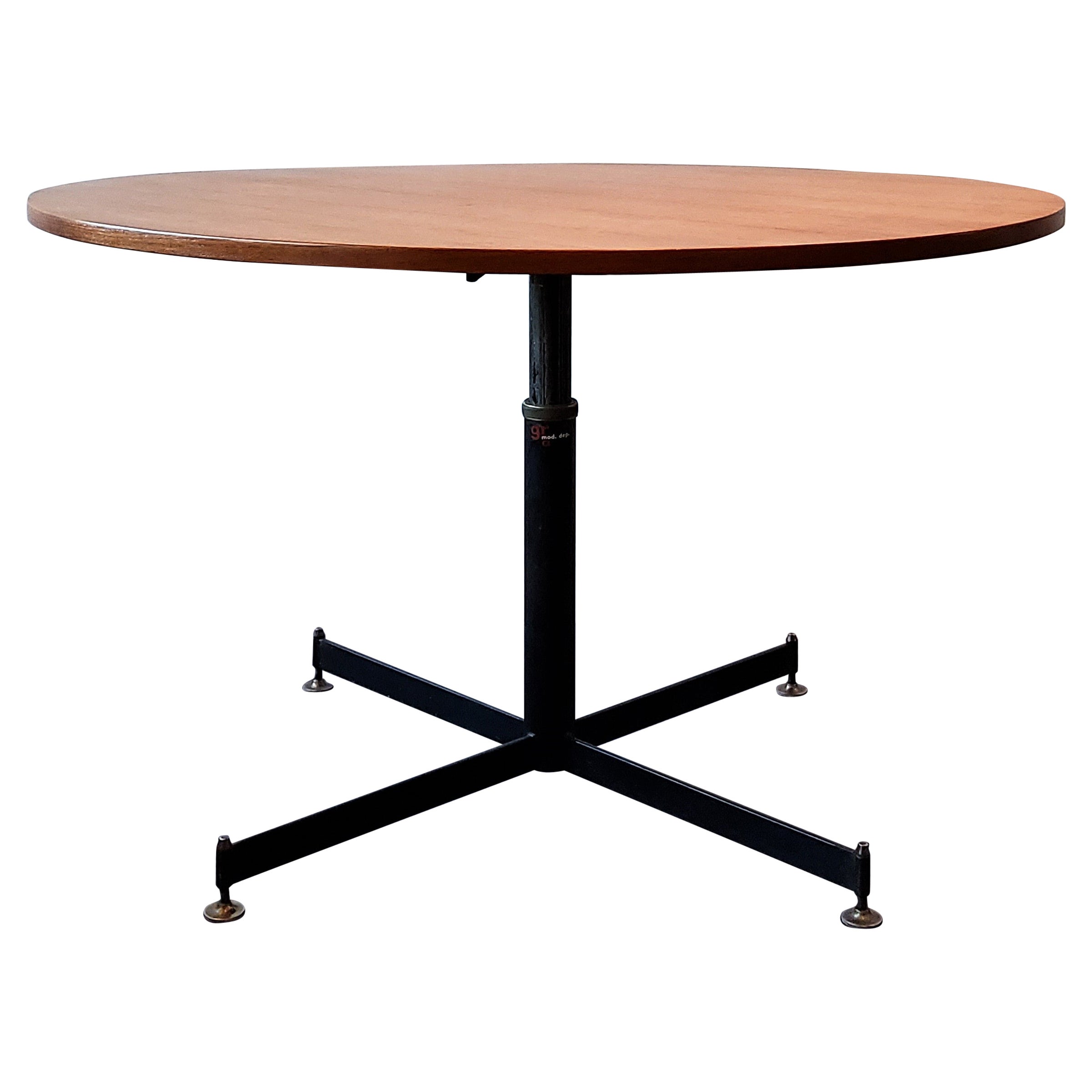 Round Adjustable Dining or Coffee Table, Italy, 1950
s