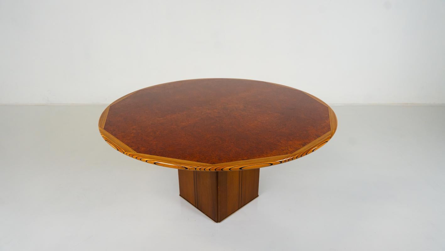 Wood Round 'Africa' Table by Afra & Tobia Scarpa, Maxalto Artona Series, Italy, 1970s For Sale