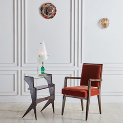 Miroir rond en pierre d'agate et feuille d'or, France