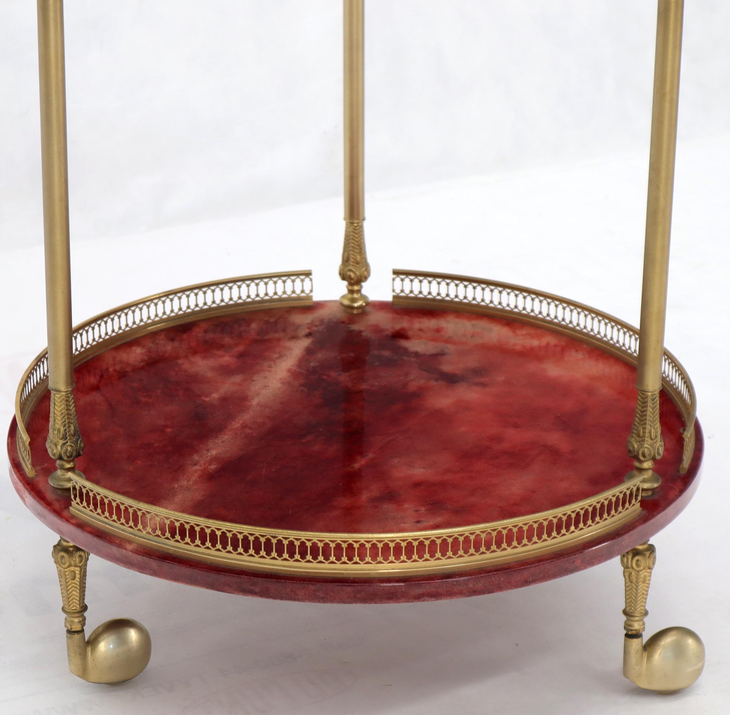 Italian Round Aldo Tura Lacquered Parchment Goat Skin Serving Bar Cart For Sale
