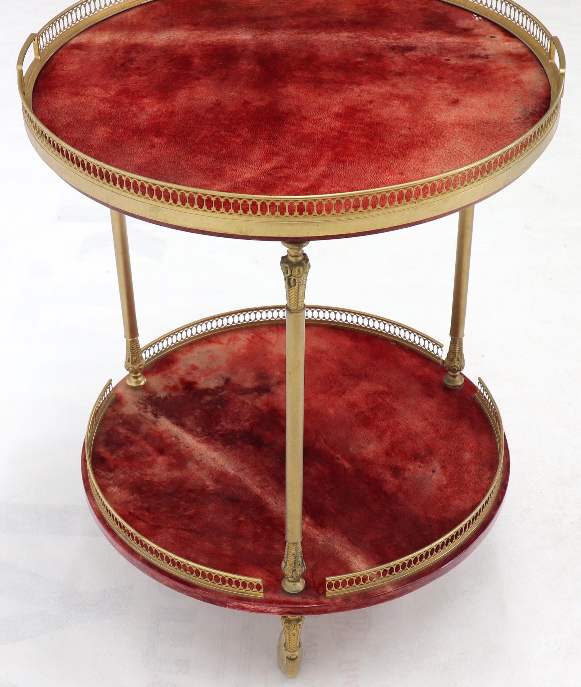 Goatskin Round Aldo Tura Lacquered Parchment Goat Skin Serving Bar Cart For Sale